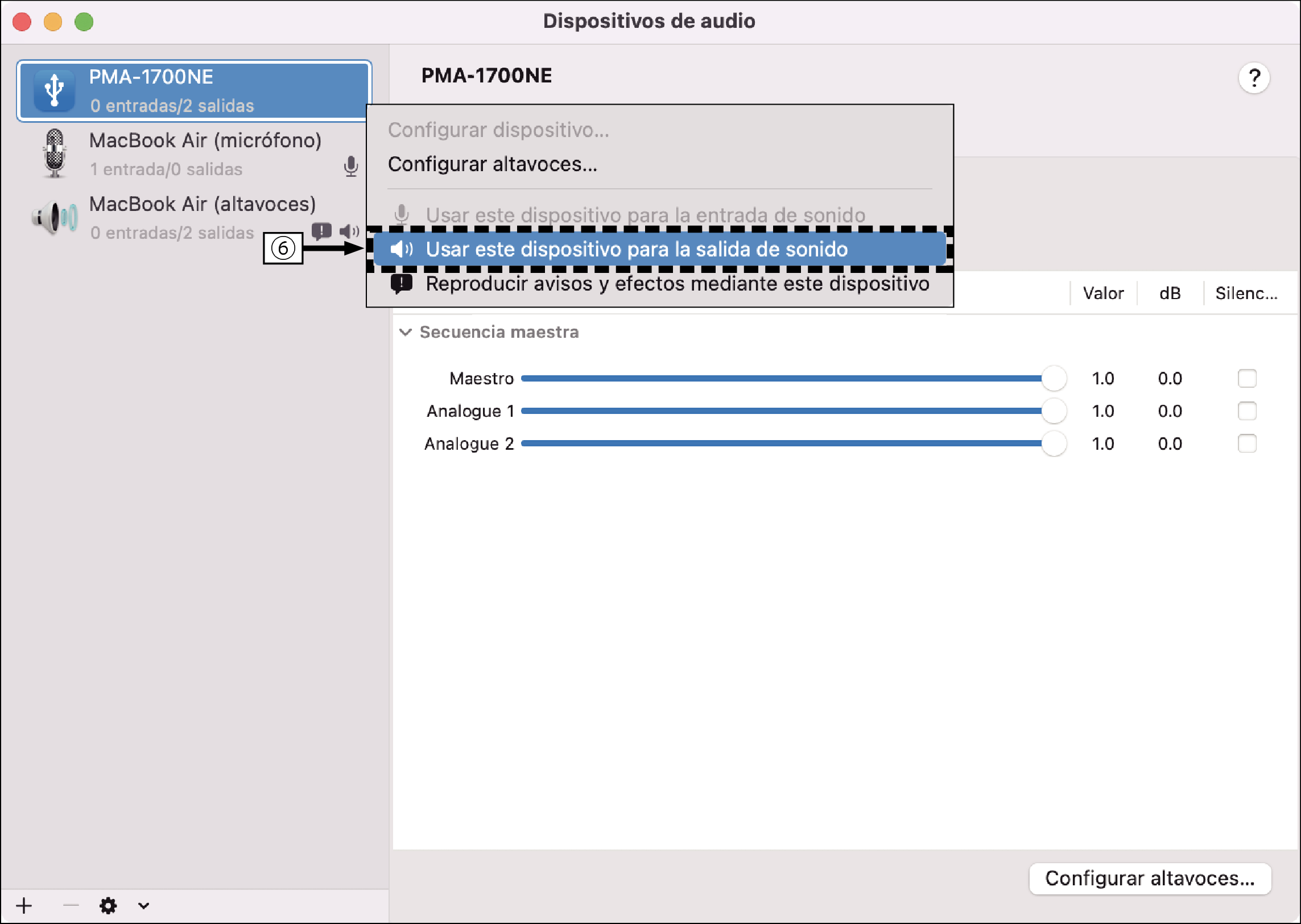 MacOS setting 1 PMA1700NE
